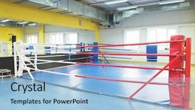 Presentation with boxing ring - Presentation having image of a boxing ring background and a light blue colored foreground