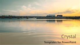  Presentation with port - Cool new slide deck with image-of-a-bridge backdrop and a coral colored foreground