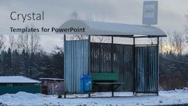  Presentation with bus stop - Amazing slides having image-of-a-bus-stop backdrop and a light blue colored foreground