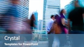  Presentation with business abstract - Colorful slide set enhanced with image of a business people backdrop and a teal colored foreground