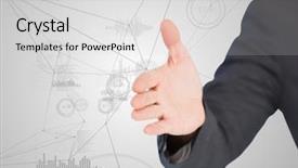  Presentation with digital image - Presentation theme enhanced with image of a businessman lending background and a light gray colored foreground