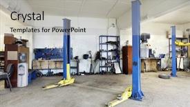  Presentation with garage car - Cool new presentation theme with image of a car repair backdrop and a light gray colored foreground