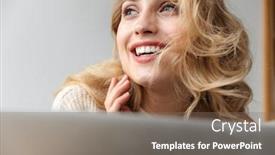  Presentation with optimistic - Beautiful slides featuring image-of-a-cheerful-beautiful backdrop and a violet colored foreground