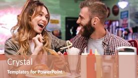  Presentation with street food - Theme enhanced with image-of-a-cheerful-happy background and a coral colored foreground