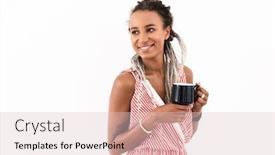  Presentation with tea coffee - Cool new presentation theme with image-of-a-cheerful-smiling backdrop and a lemonade colored foreground