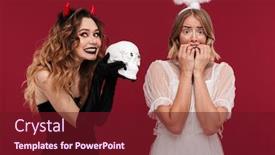  Presentation with demon - Audience pleasing PPT layouts consisting of isolated over red wall background backdrop and a tawny brown colored foreground