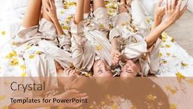  Presentation with hen - PPT theme featuring image-of-a-cheerful-young background and a coral colored foreground