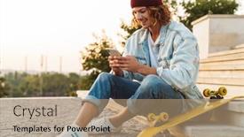  Presentation with outdoors - Amazing PPT theme having image-of-a-cheery-positive backdrop and a coral colored foreground