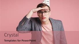  Presentation with birthday boy - Presentation having image-of-a-concentrated-serious background and a coral colored foreground