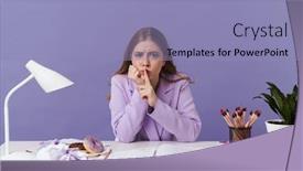  Presentation with purple wall - Presentation consisting of image-of-a-concentrated-young background and a light blue colored foreground