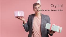  Presentation with pink birthday - Colorful PPT theme enhanced with image-of-a-confused-young backdrop and a coral colored foreground