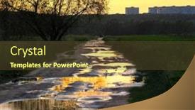  Presentation with bad weather - PPT theme featuring image-of-a-country-road background and a tawny brown colored foreground