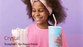  Presentation with purple wall - PPT theme featuring image-of-a-cute-happy background and a coral colored foreground