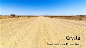  Presentation with lonely desert road - PPT theme featuring close up of paper human background and a sky blue colored foreground.