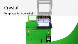  Presentation with diagnosis - Beautiful PPT theme featuring image of a device for diagnosis injectors backdrop and a white colored foreground