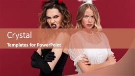  Presentation with demon - Theme having angry women angel and demon background and a coral colored foreground
