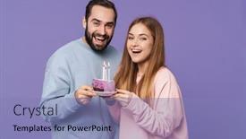  Presentation with purple wall - Slide deck featuring image-of-a-emotional-happy background and a coral colored foreground