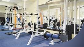  Presentation with physical fitness education - Presentation theme having image of a fitness hall background and a soft green colored foreground