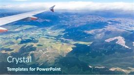 Presentation with flight - Presentation theme featuring image of a flight over new zealand south island background and a ocean colored foreground