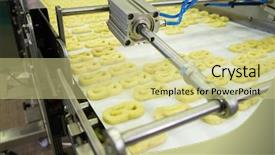  Presentation with food industry - Cool new slide set with image of a food industry backdrop and a soft green colored foreground