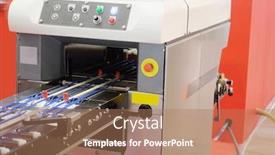  Presentation with food industry - Theme enhanced with image of a food packing industry equipment background and a coral colored foreground