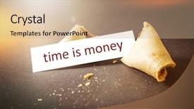  Presentation with fortune cookie - Beautiful presentation theme featuring image of a fortune cookie backdrop and a coral colored foreground