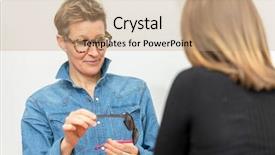  Presentation with optometry - Beautiful PPT layouts featuring image of a friendly service backdrop and a coral colored foreground