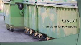  Presentation with bin - Colorful slide set enhanced with image of a garbage bins backdrop and a mint green colored foreground
