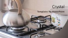  Presentation with gas - Presentation with image of a gas stove background and a mint green colored foreground