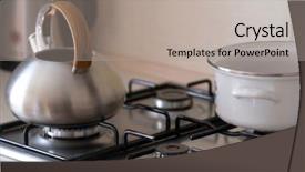  Presentation with gas - Amazing PPT layouts having image of a gas stove backdrop and a light gray colored foreground