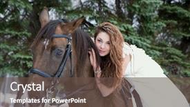  Presentation with white horse - Colorful theme enhanced with white dress on a horse backdrop and a tawny brown colored foreground