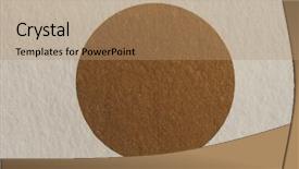  Presentation with circle - Amazing slides having image of a golden circle backdrop and a coral colored foreground