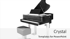 Presentation with piano - Amazing presentation design having image of a grand piano under the white background backdrop and a white colored foreground