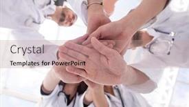  Presentation with diverse medical - Cool new presentation with image-of-a-group backdrop and a coral colored foreground