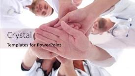  Presentation with diverse medical - Slide set with image-of-a-group background and a coral colored foreground