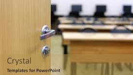  Presentation with open door - PPT layouts having image-of-a-half-open background and a gold colored foreground