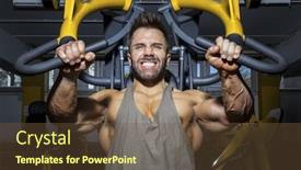  Presentation with bodybuilding - Beautiful presentation theme featuring image of a handsome bearded bodybuilding man doing chest workout backdrop and a tawny brown colored foreground