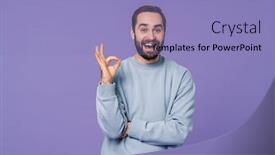  Presentation with purple wall - Slides featuring image-of-a-handsome-excited background and a light blue colored foreground
