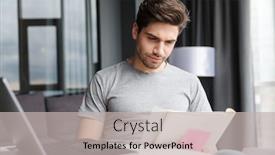  Presentation with home documents - Colorful slides enhanced with image-of-a-handsome-young backdrop and a light gray colored foreground