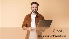  Presentation with happy image - Presentation design enhanced with image-of-a-happy-cheery background and a coral colored foreground