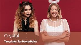  Presentation with demon - Beautiful theme featuring women angel and displeased demon backdrop and a coral colored foreground