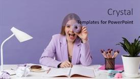  Presentation with purple wall - Beautiful slide set featuring image-of-a-happy-pleased backdrop and a light blue colored foreground