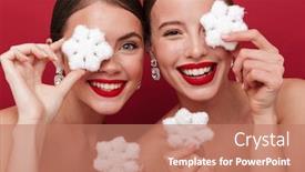  Presentation with snowflakes - Presentation theme having image-of-a-happy-smiling background and a coral colored foreground