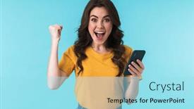  Presentation with happy-image - PPT theme having image-of-a-happy-surprised background and a arctic colored foreground