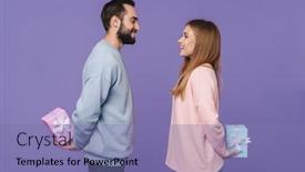  Presentation with purple wall - Slide deck with image-of-a-happy-young background and a coral colored foreground