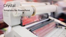  Presentation with polygraph - PPT theme featuring image of a laminating machine background and a soft green colored foreground