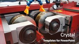  Presentation with lubricant - Colorful PPT theme enhanced with lubricant - image of a lathe backdrop and a wine colored foreground