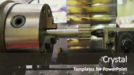  Presentation with lathe - PPT theme featuring engineering machine - image of a lathe background and a dark gray colored foreground