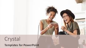  Presentation with happy image - Colorful slides enhanced with image of a laughing emotional backdrop and a soft green colored foreground