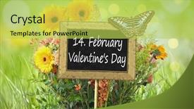  Presentation with february - Slide deck enhanced with image of a little chalkboard in the garden with the text 14th of february valentines day background and a yellow colored foreground